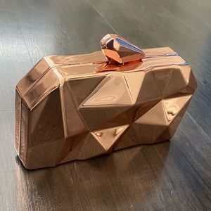 MAKE OFFER! New Rose Gold Metal Evening Clutch Purse